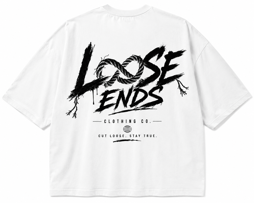 White LOOSE ENDS Collectors edition Oversized T shirt