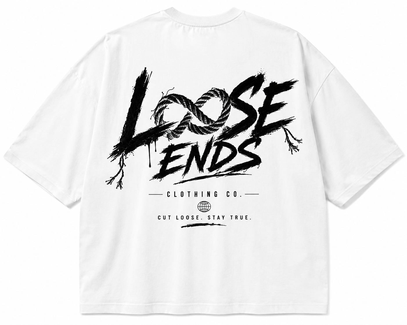 White LOOSE ENDS Collectors edition Oversized T shirt